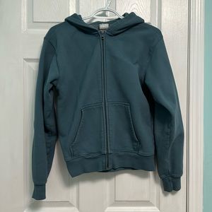 Aritzia TNA Cozy Fleece Perfect Zip Up Hoodie in Teal